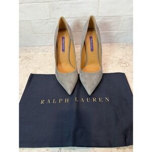 Ralph Lauren Purple Label Women's Light Gray Suede Celia Pumps, Size EU 40